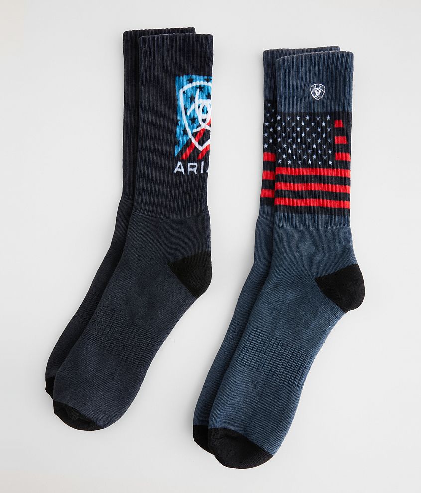 Ariat 2 Pack Patriot Country Socks front view