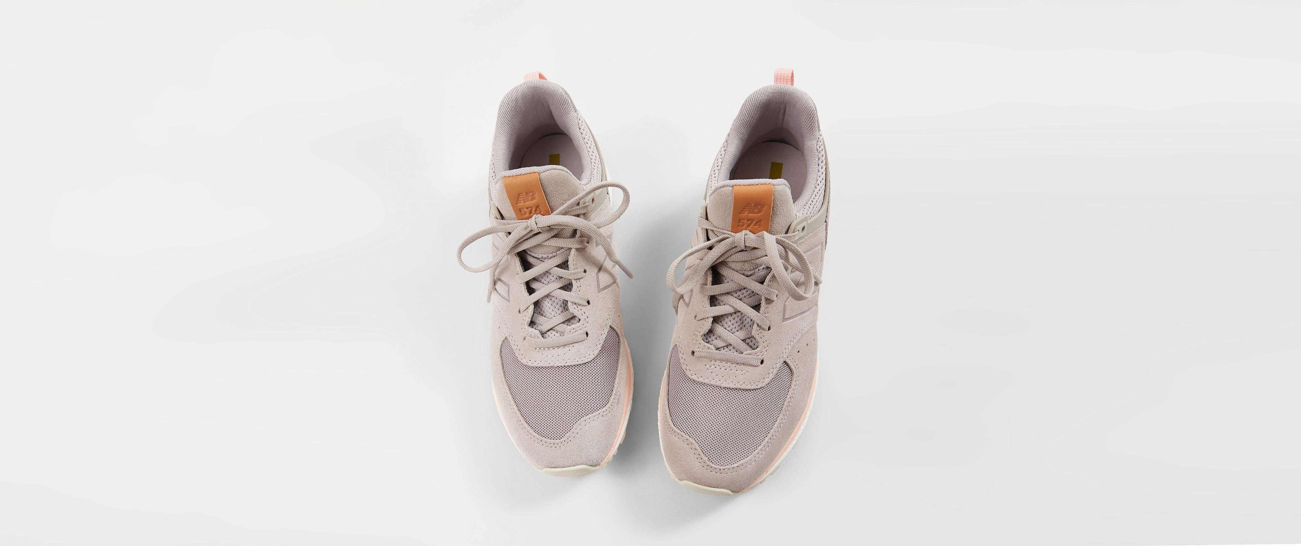 new balance lifestyle 574 sport flat white & himalayan pink shoes