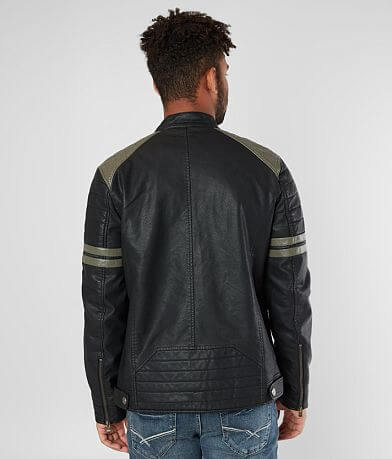 X-Ray Jeans Pieced Faux Leather Jacket BACK