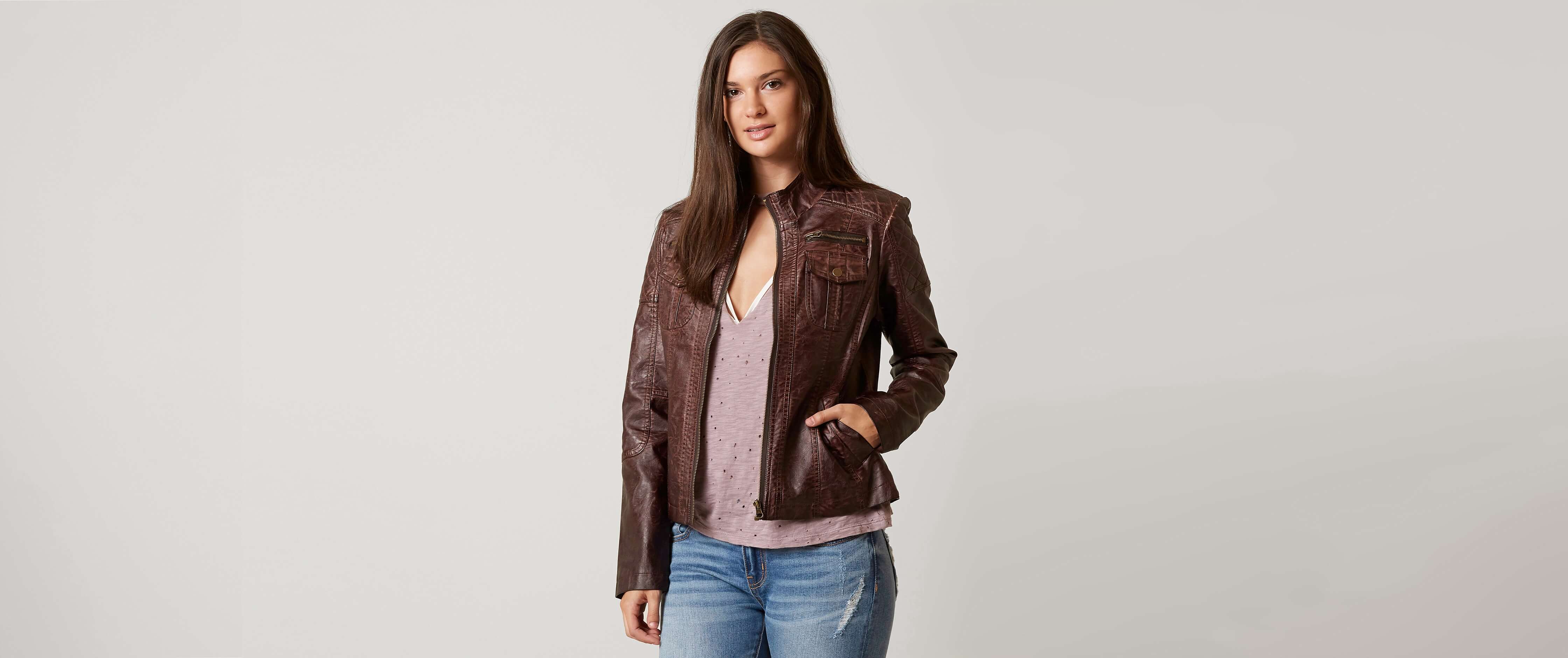 bke brown leather jacket