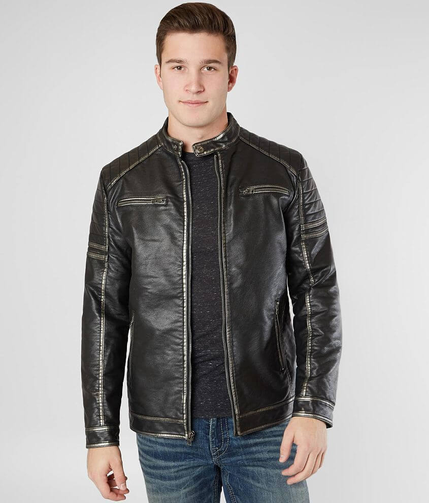 Buckle Black Faux Leather Jacket - Men's Coats/Jackets in Black | Buckle