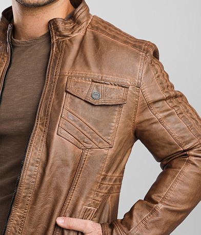 Buckle Black Faux Leather Jacket MISC_DETAIL_1