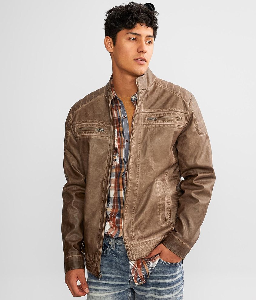 Distressed faux clearance leather jacket