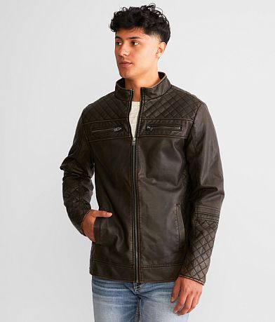 Buckle Black Washed Pleather Jacket FULL_RIGHT_SIDE
