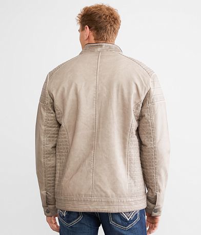 Buckle Black Washed Faux Leather Jacket BACK