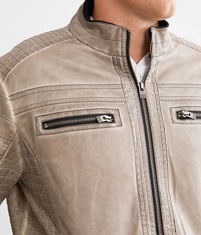 Buckle Black Washed Faux Leather Jacket MISC_DETAIL_1
