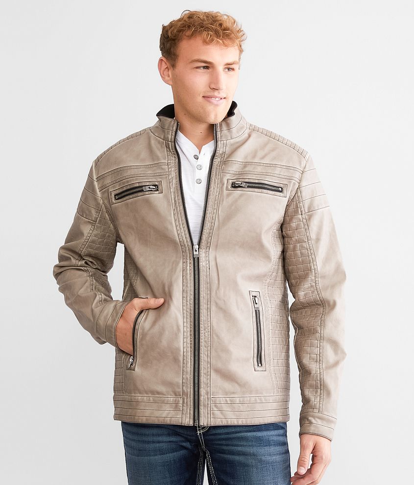 Tan faux outlet leather jacket mens