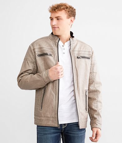 Buckle Black Washed Faux Leather Jacket FULL_LEFT_SIDE
