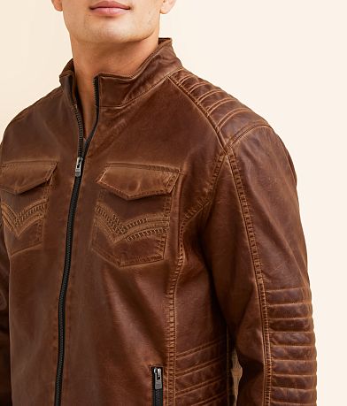 Buckle Black Distressed Faux Leather Jacket MISC_DETAIL_1
