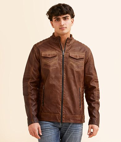 Buckle Black Distressed Faux Leather Jacket FULL_RIGHT_SIDE