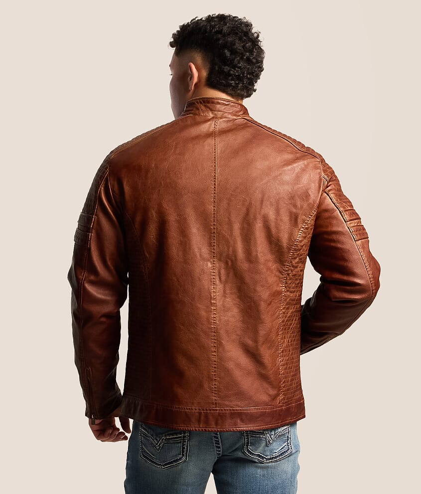 Washed Pleather Moto Jacket