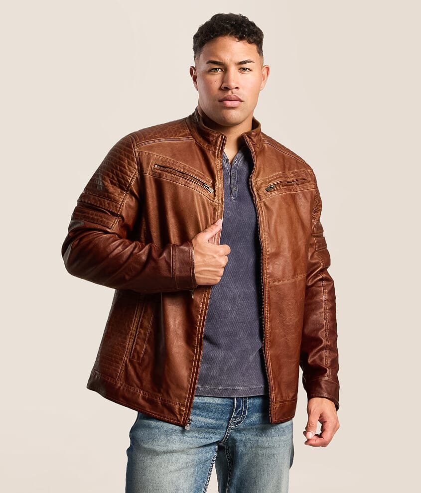 Washed Pleather Moto Jacket