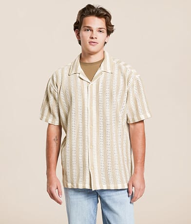 Fried Waters Crochet Striped Shirt front view