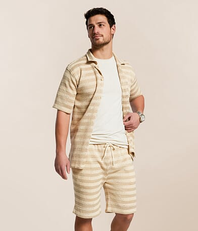 Fried Waters Crochet Striped Shirt front view