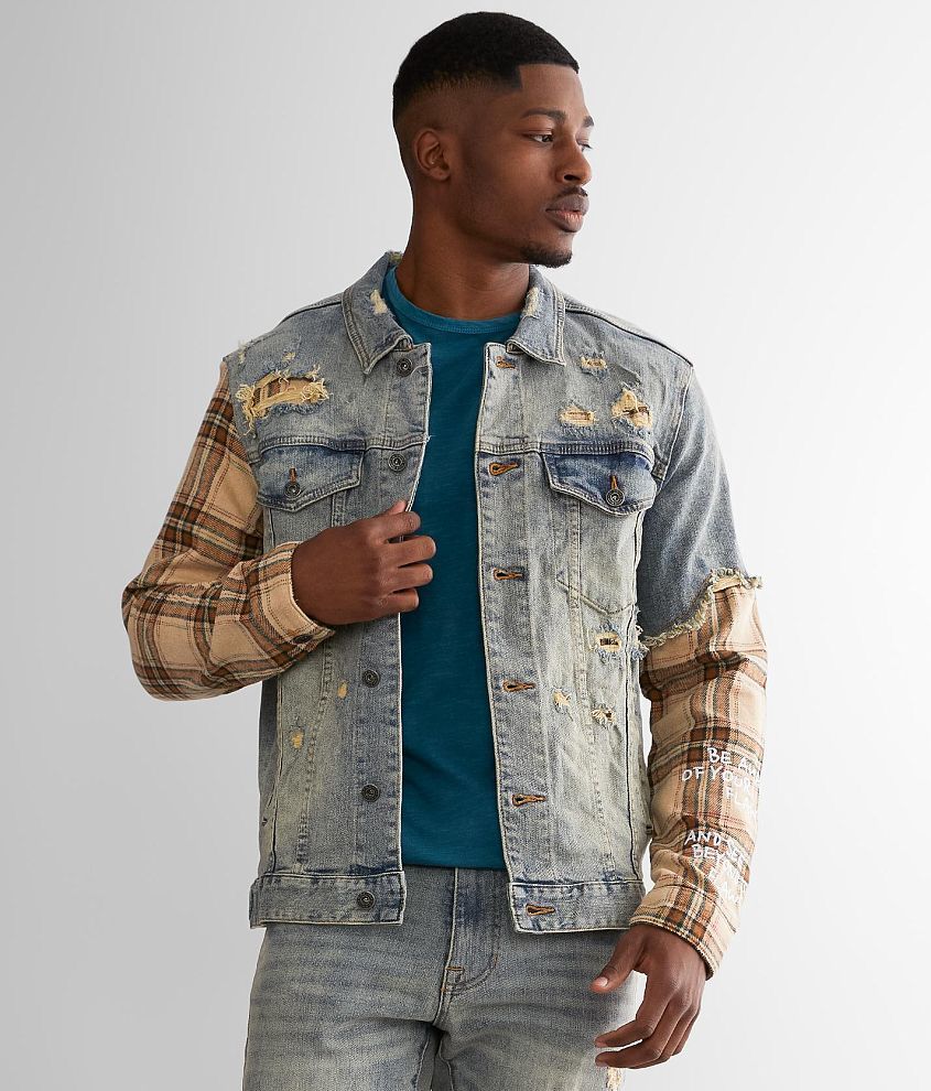 Smoke Rise® Destructed Denim Stretch Jacket - Men's Coats/Jackets in Hazel  Blue