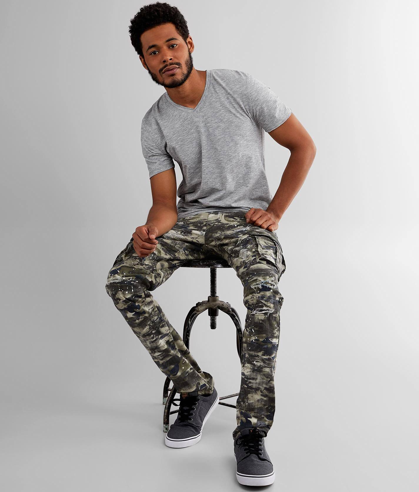 stretch camo cargo pants