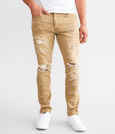 Mens Jeans For Men Denim Pants Straight Fit Destroyed Ripped