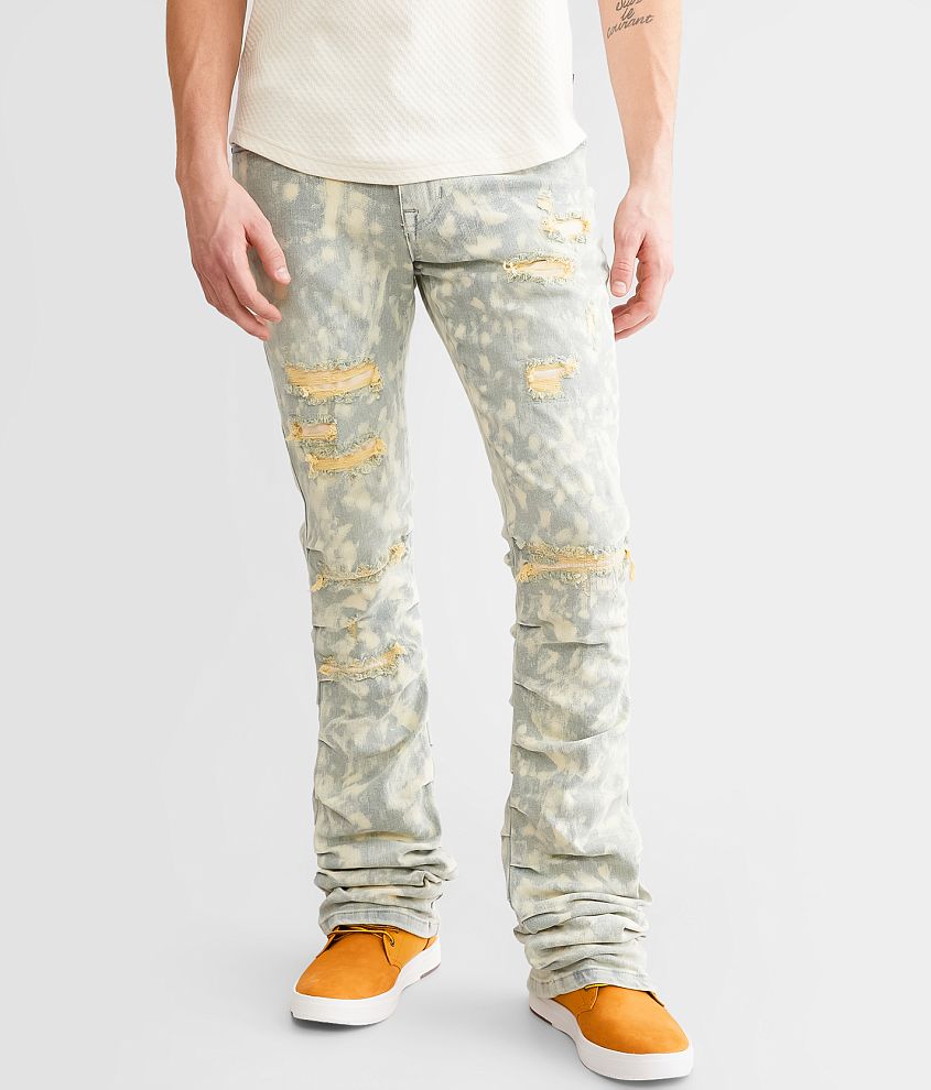 Smoke Rise Lazy Stacked Flare Stretch Jean