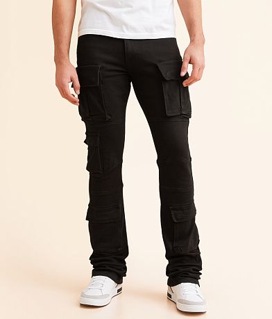 Smoke Rise® Stacked Cargo Flare Stretch Jean front view