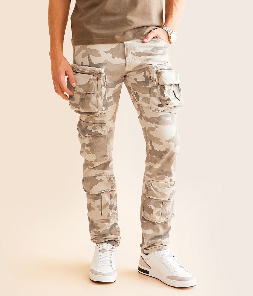 Smoke Rise&#174; Slim Taper Stretch Cargo Camo Jean front view