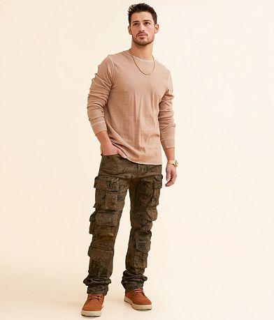 Smoke Rise® Coated Straight Cargo Stretch Jean front view