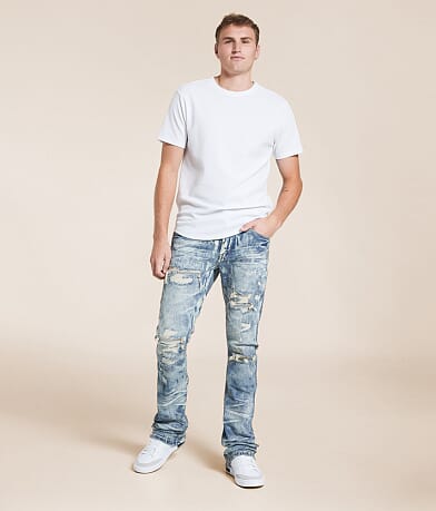 Smoke Rise® Lazy Stacked Flare Stretch Jean front view