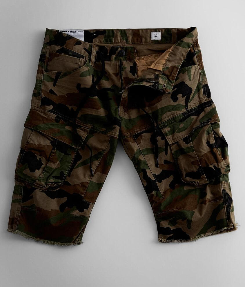 Smoke Rise® Camo Cargo Stretch Short - Men's Shorts in Wood Camo | Buckle