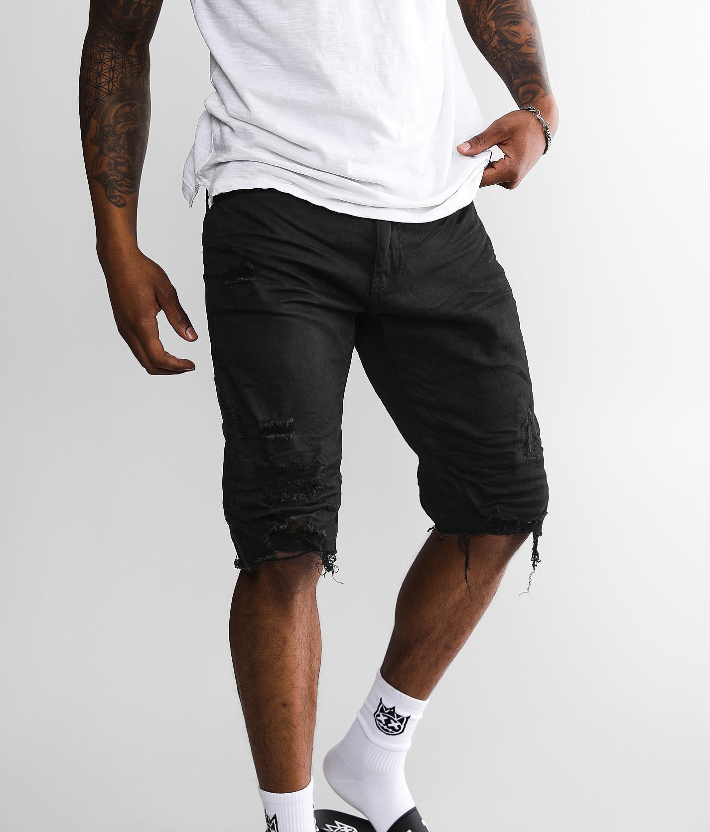 jean shorts mens black