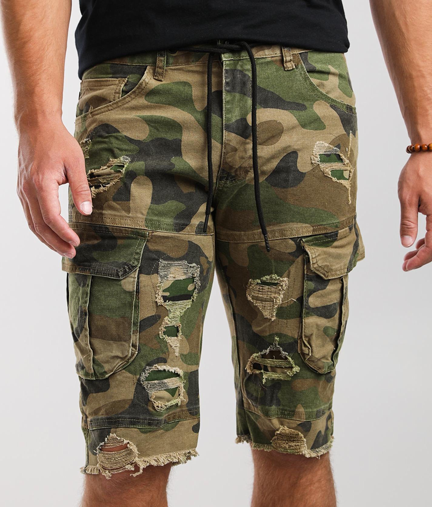 camo print cargo shorts