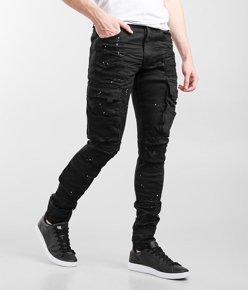 Smoke Rise&#174; Black Cargo Taper Stretch Pant front view
