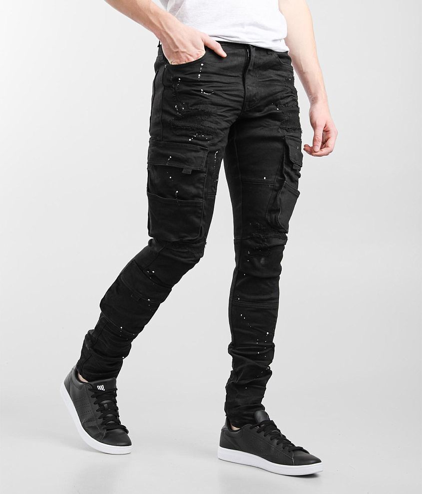 Smoke Rise® Black Cargo Taper Stretch Pant - Men's Pants in Jet Black ...