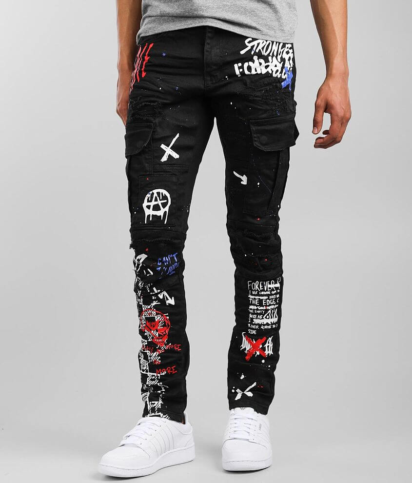 Smoke Rise® Taper Cargo Stretch Jean - Men's Jeans in Black | Buckle
