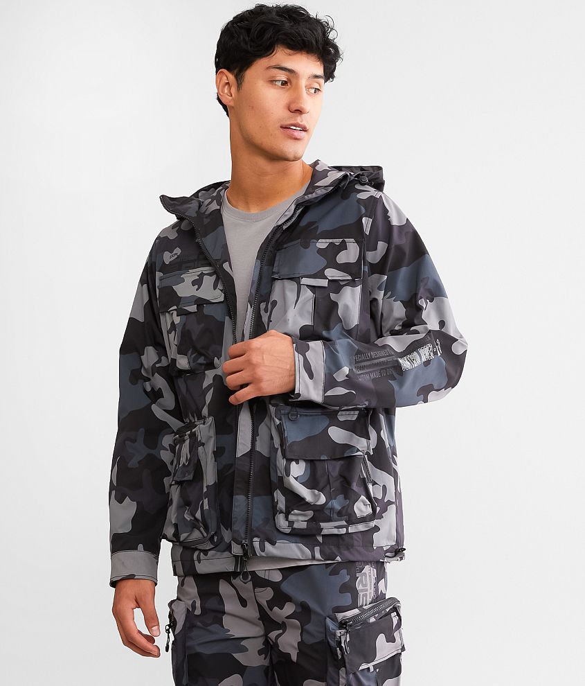 Smoke Rise Printed Utility Windbreaker Jacket Wood Camo / M