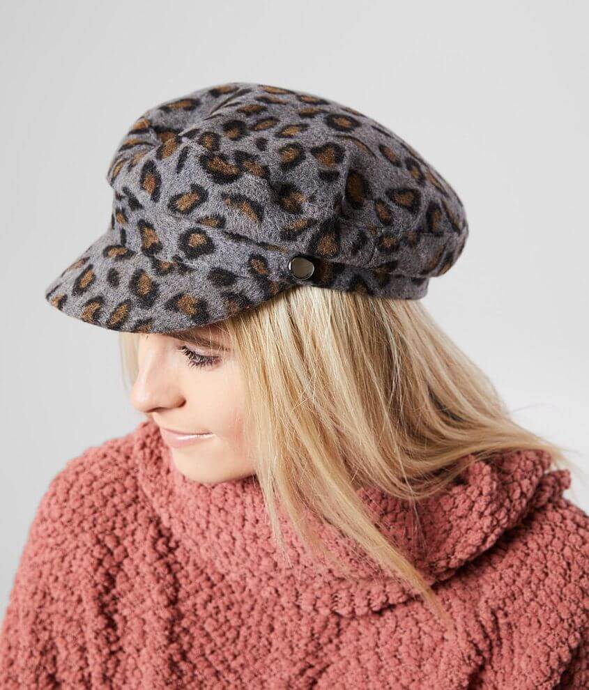 Leopard Print Cabbie Hat front view