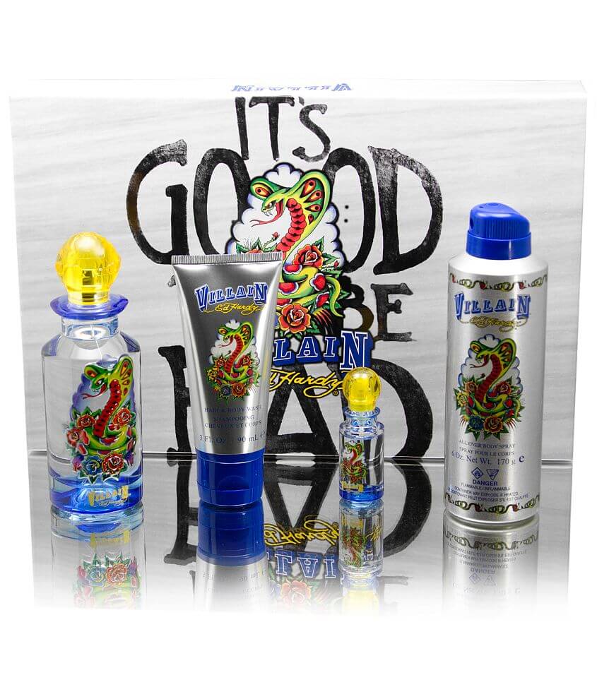 Ed Hardy Blue Villain Cologne Gift Set front view
