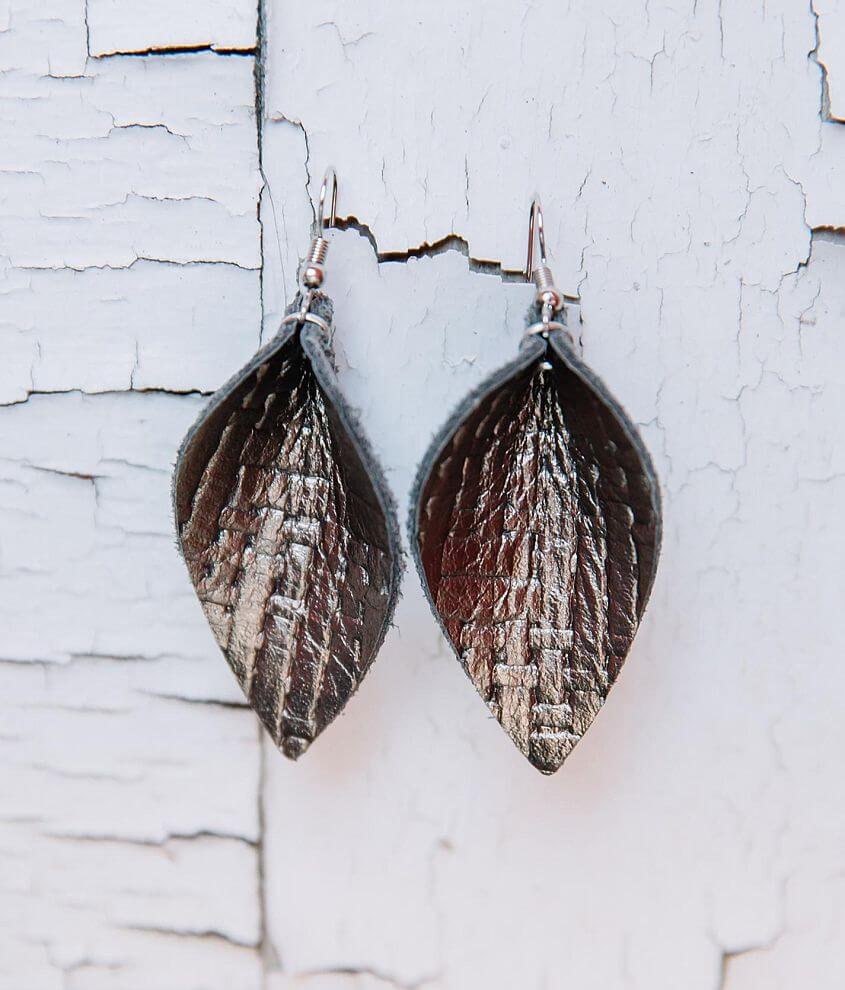 Nichole Lewis Designs Pinched Leather Earring front view