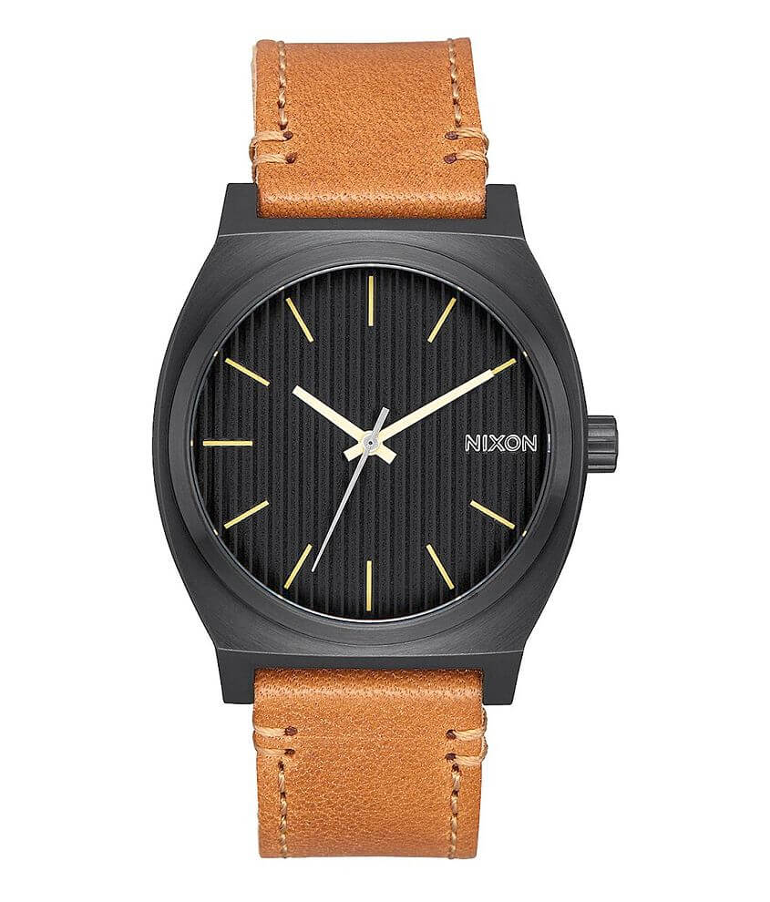 Nixon The Time Teller Leather Watch - Clothing in Black