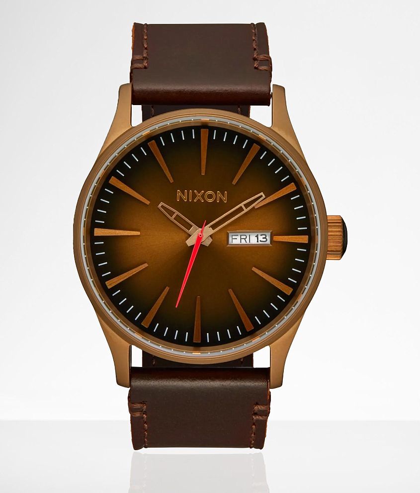 Nixon The Sentry Leather Watch front view