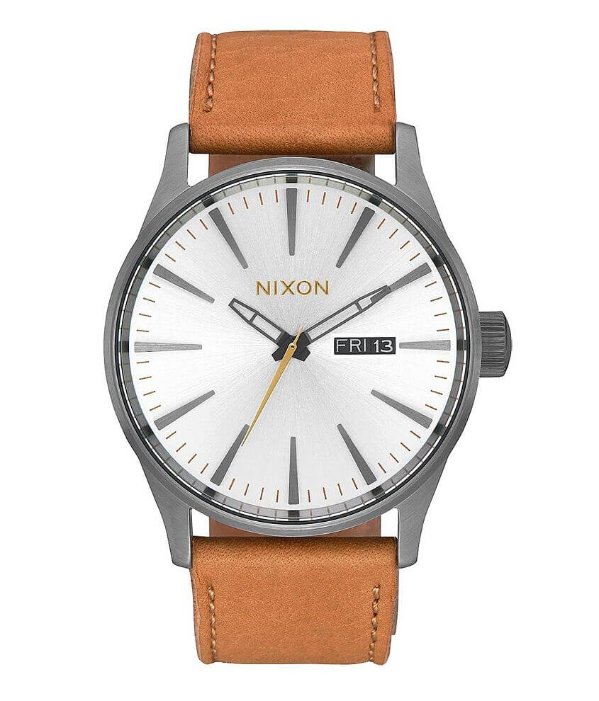 Nixon The Sentry Leather Watch front view