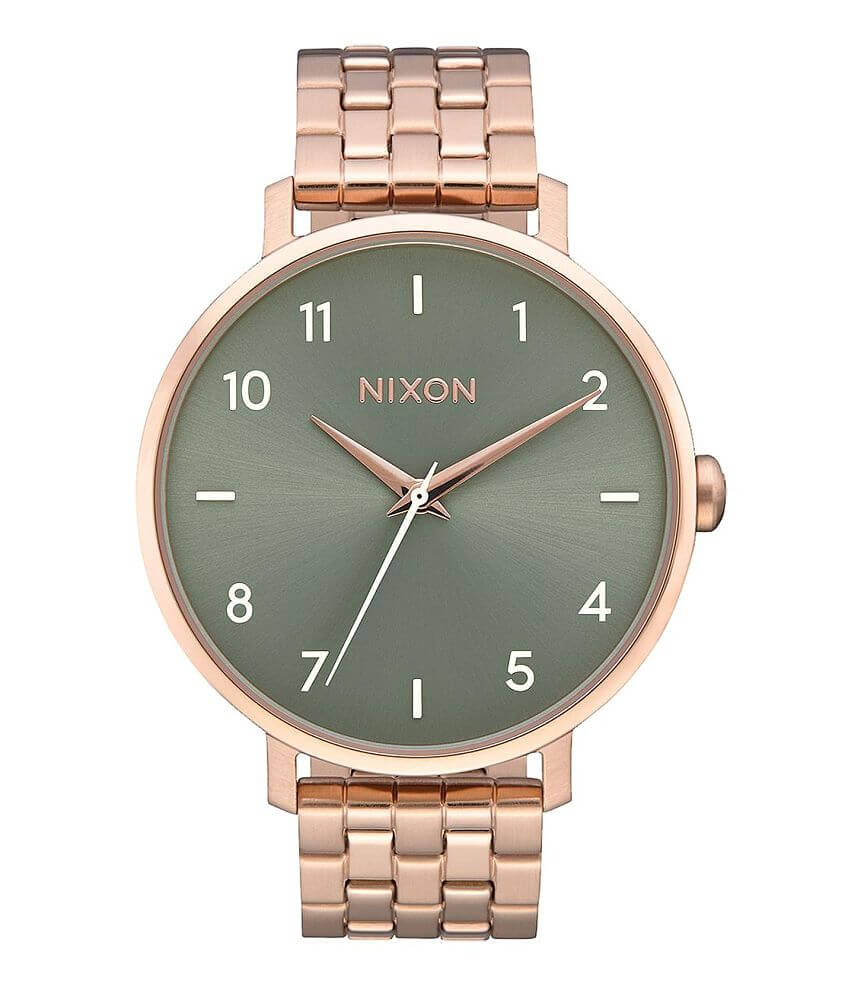 Nixon The Arrow Watch Women's Watches in Rose Gold Sage Buckle