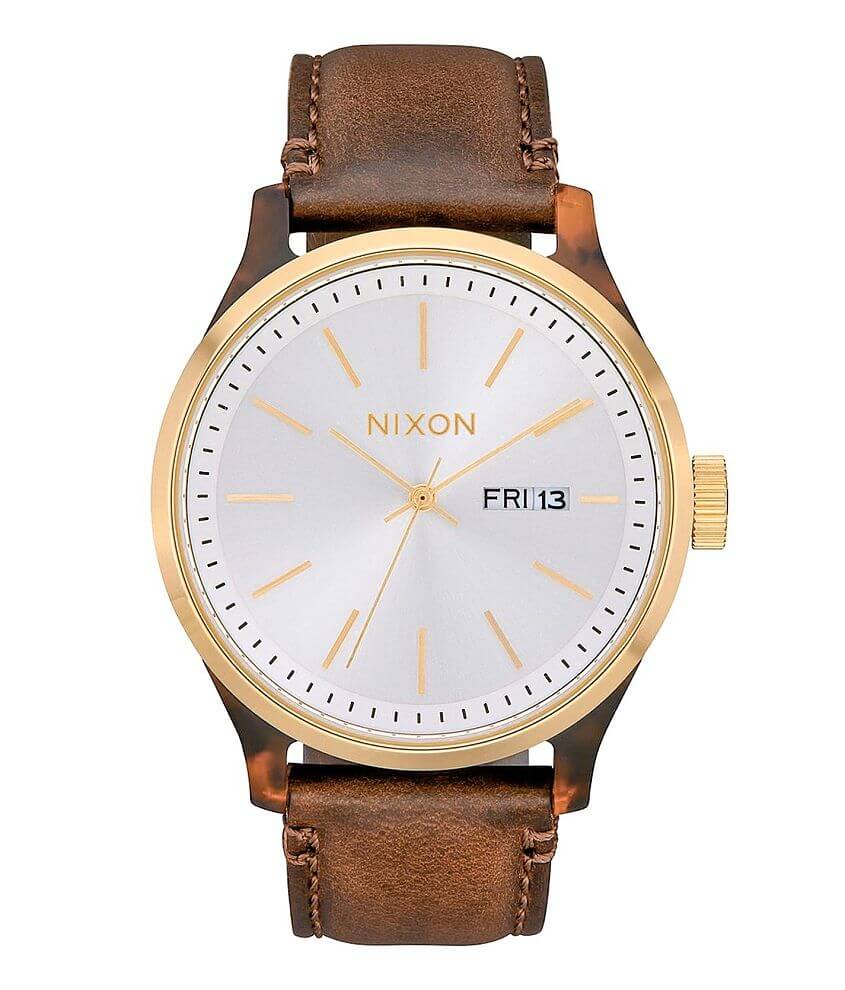 Nixon The Sentry Luxe Leather Watch front view