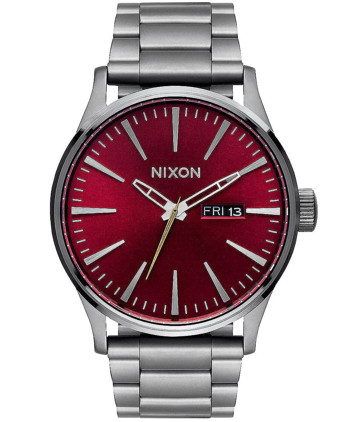 Nixon The Sentry Watch - Clothing in Gummetal Deep Burgundy | Buckle