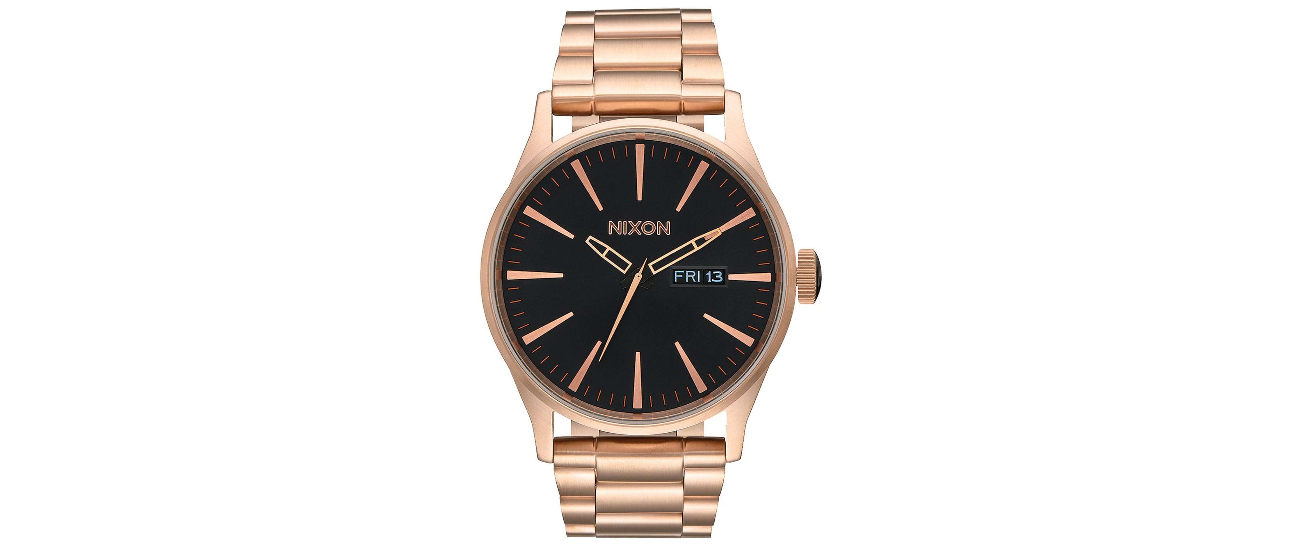 Nixon The Sentry SS Watch - Clothing in Rose Gold Black | Buckle display picture 3