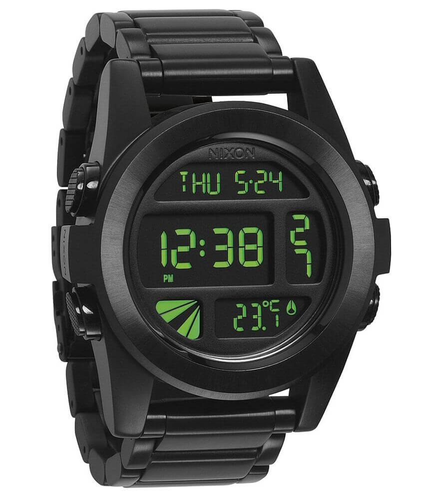 Nixon The Unit Watch - Men's Watches in All Black Green | Buckle