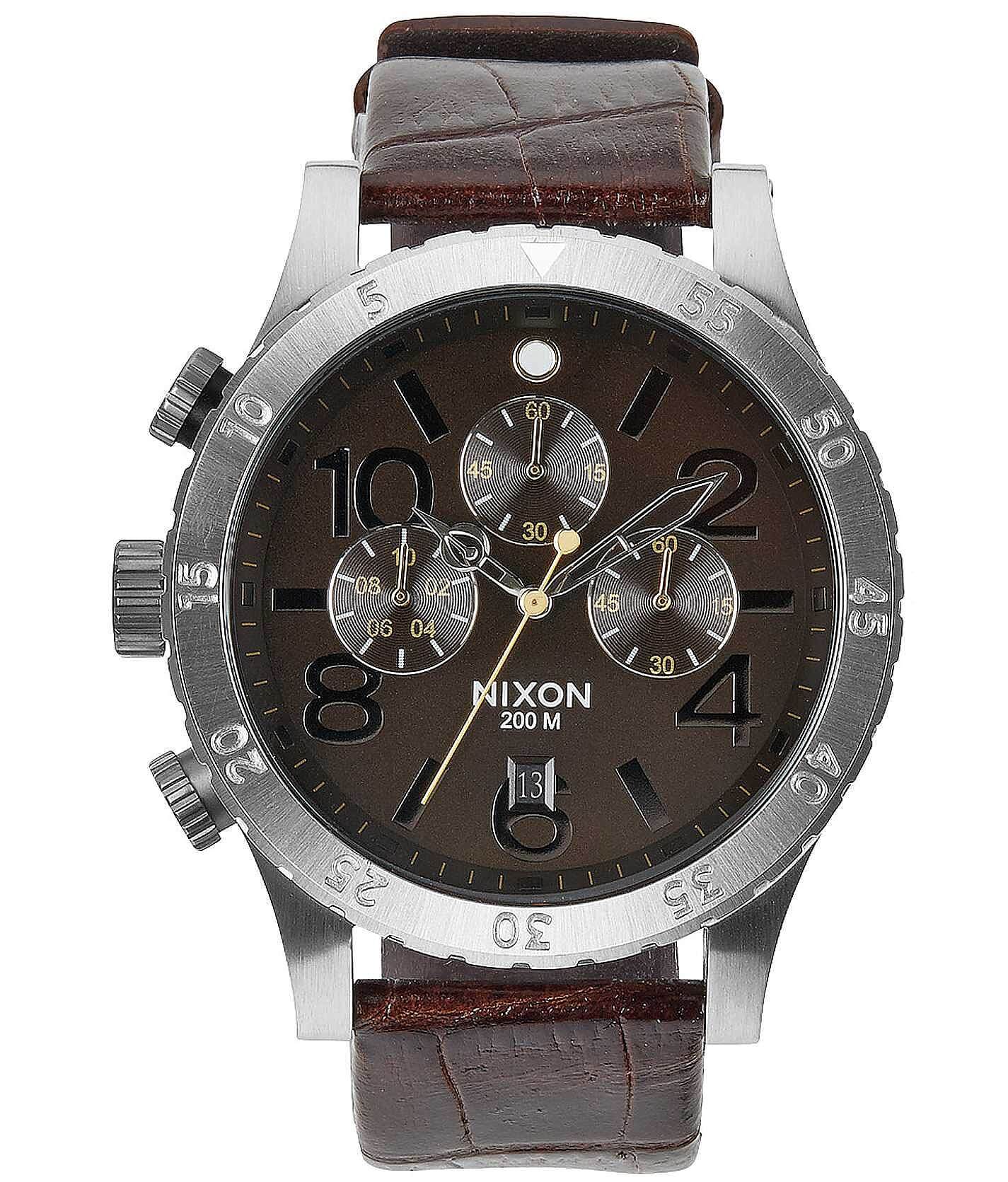 Nixon The 48-20 Chrono Leather Watch - Men's Watches in Brown