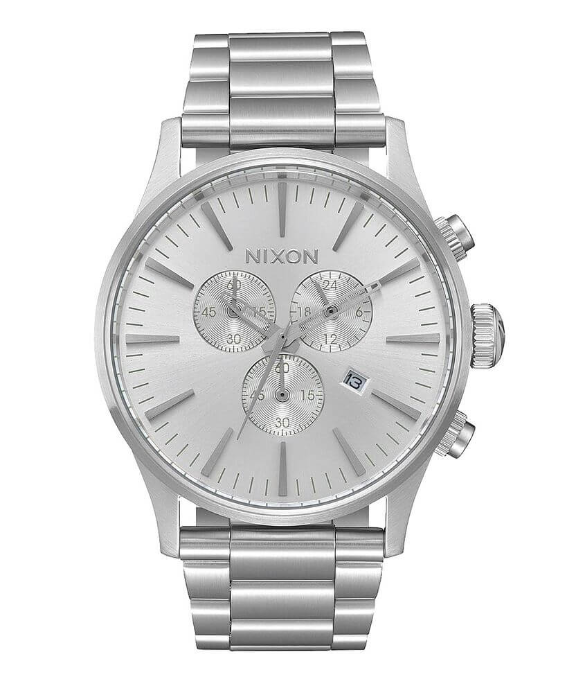 Nixon The Sentry Chrono Watch - Men's Watches in All Silver | Buckle