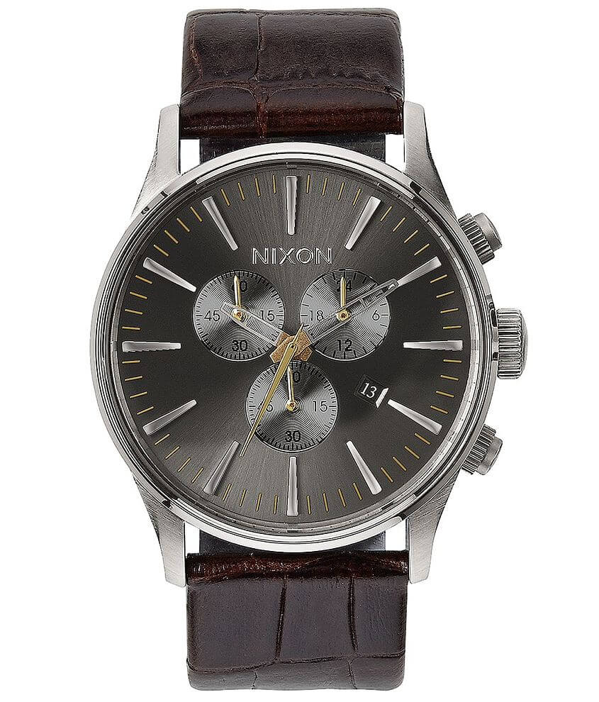 Nixon The Sentry Chrono Watch - Men's Watches in Brown Gator | Buckle