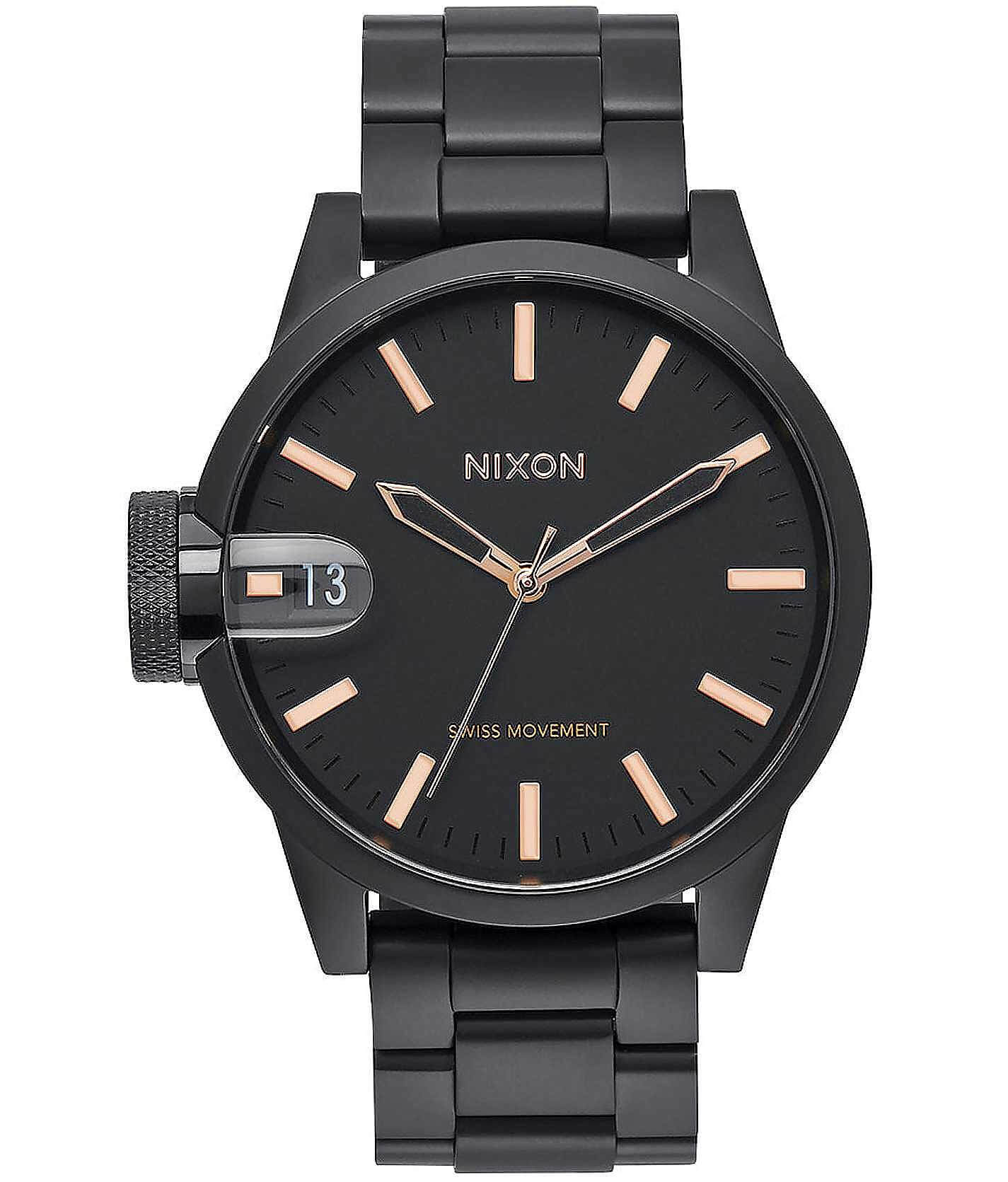 Nixon The Chronicle Watch - Clothing in All Black Rose Gold | Buckle