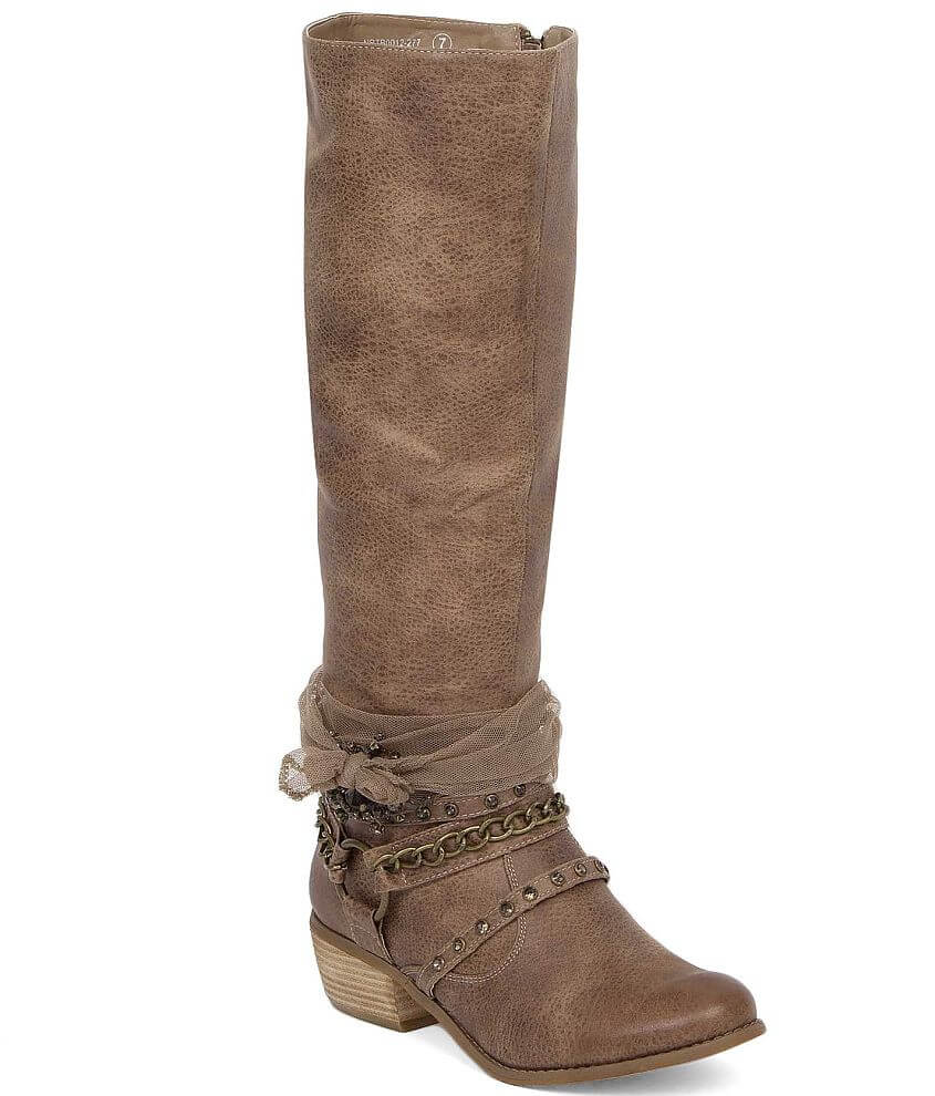 Not Rated Tutsan Riding Boot Women s Shoes in Taupe Buckle