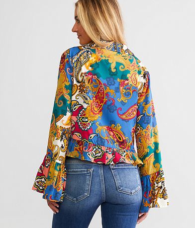 Willow &amp; Root Mixed Paisley Print Chiffon Blouse back view